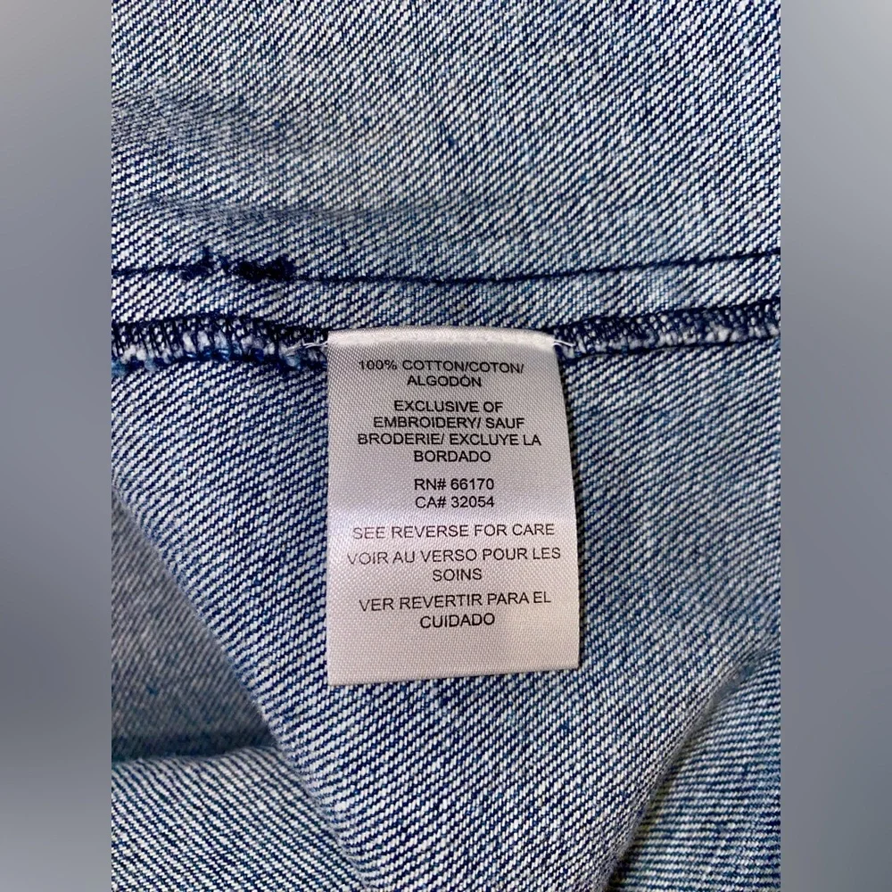 Anthropologie Dhruv Kapoor Embroidered Hearts Denim Short Sleeve Mini Dress - Picture 11 of 11